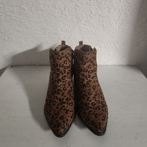 Bar III Gatlin Leopard Print Ankle Boots | Almond Toe BLeopard Print Ankle Boots